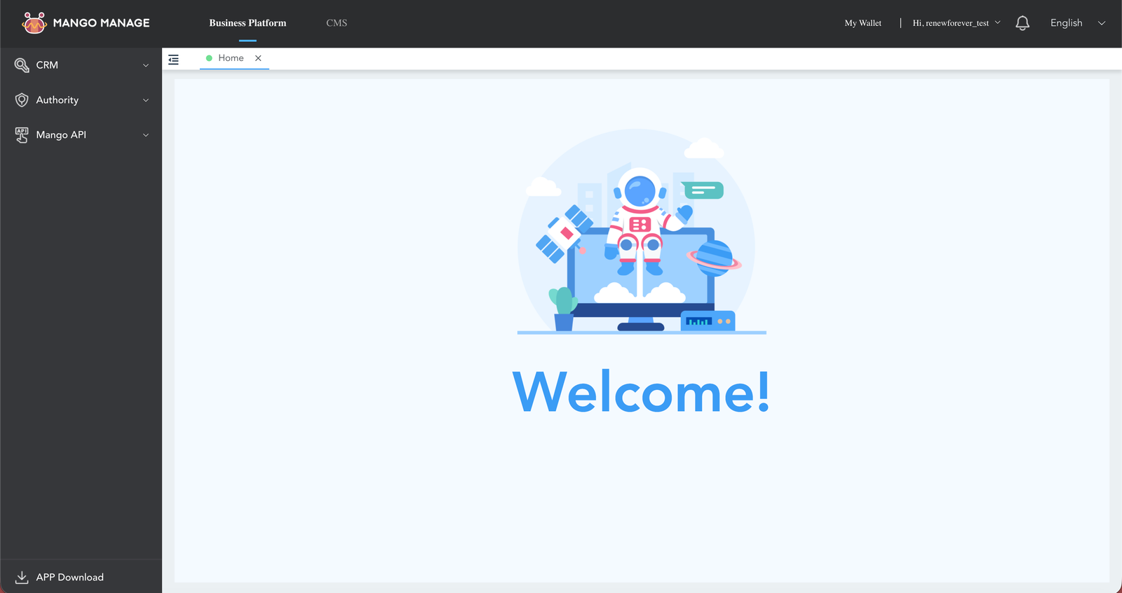 Dashboard — click "My Wallet" top-right to enter reseller mode